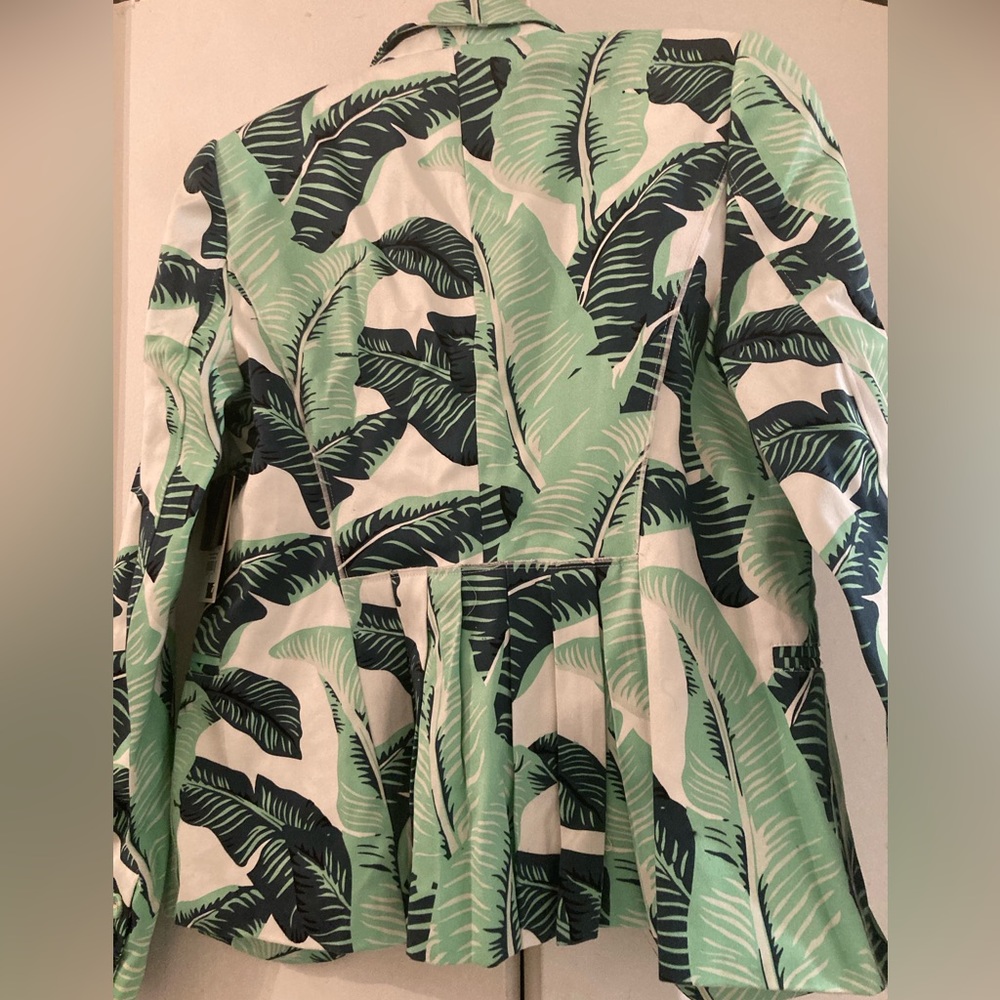 NWOT Juicy Couture Green Leaf Print Blazer - Picture 2 of 5